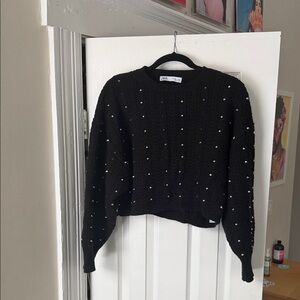 Zara Cropped Black Sweater with Stud Details